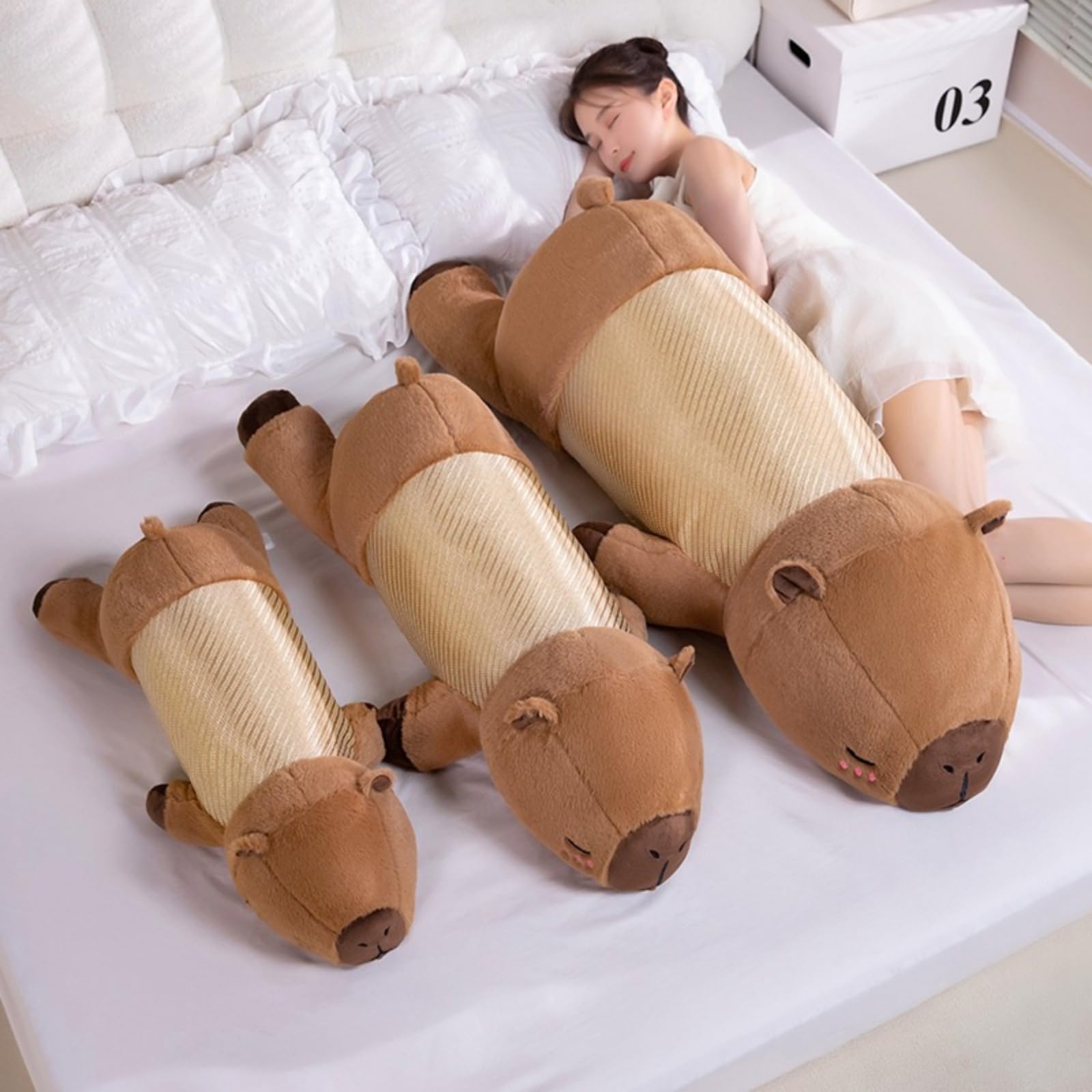 Kühle Kuscheltier Capybara Plüschkissen Stofftiere Lang Plüschtier Ausgestopftes Tier Spielzeug Kuschelkissen, Niedlichen Capybara Plushie Gefüllte Spielzeug für Home Deko Kinder (100CM,lvdou)