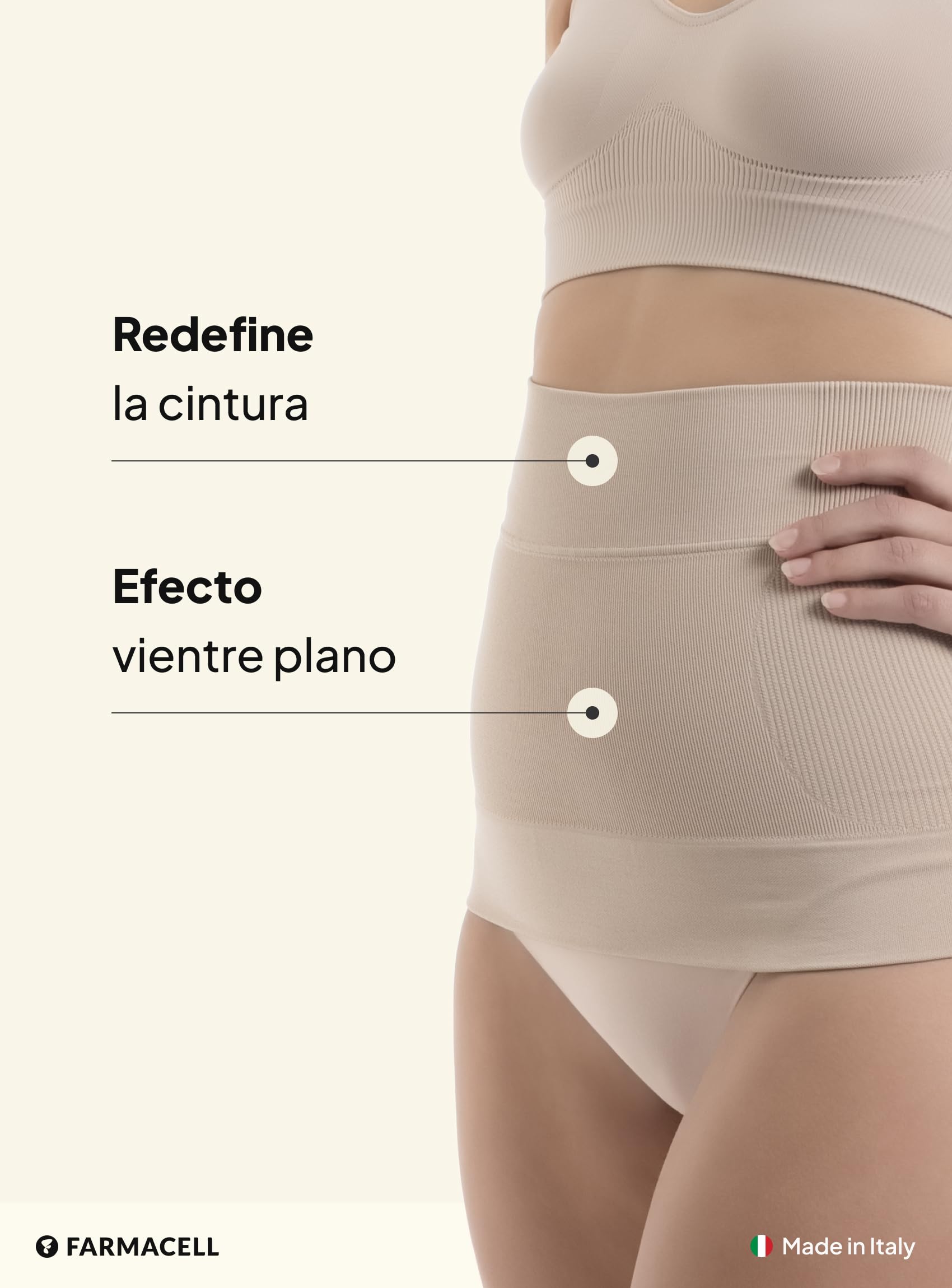 Farmacell Faja Reductora Abdomen Mujer, Vientre Plano, Made in Italy, 605
