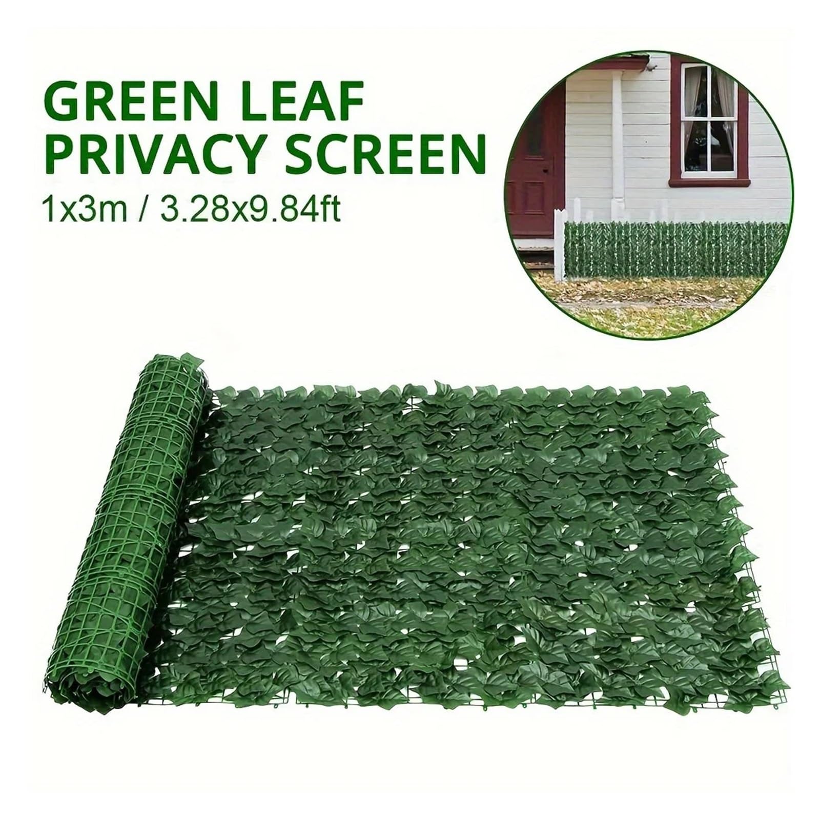 Valla retráctil de Hiedra Artificial de 3 Metros for privacidad - Pantalla de Hojas Verdes for Patio, Ideal for Balcones y Paredes Exteriores