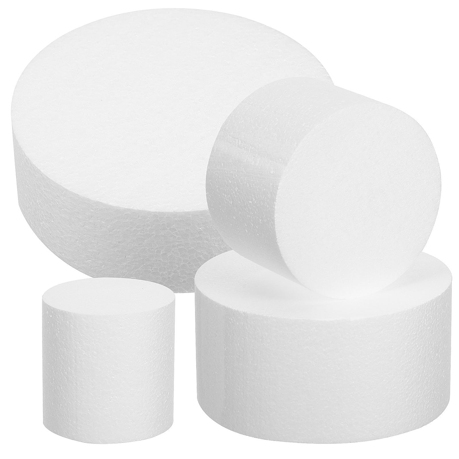 TOYANDONA Set 4 Pezzi Modelli di Torta in Schiuma Bianca Rotonda, Leggeri e Multiuso, per Decorazioni Feste e Praticare Tecniche di Pasticceria