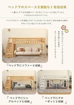 Amazon｜TORGSIYO ロフトベッド 木製ベッド ベッドフレーム