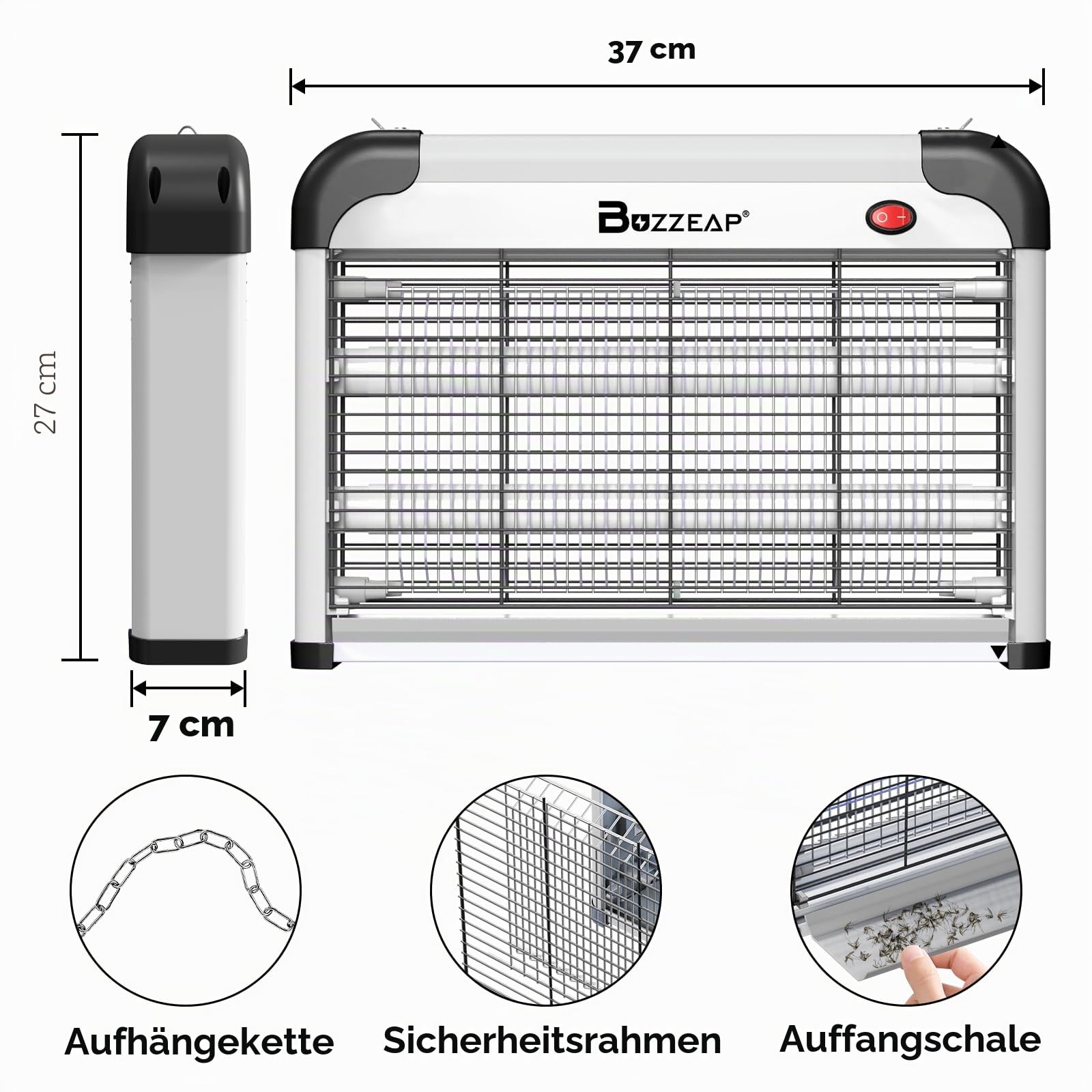 Elektrischer Insektenvernichter - 2800V UV Mückenfalle & Fliegenfalle Motten für Innenbereich, leiser Hochspannungs-Zapper gegen für Innen, Wohnzimmer & Büro