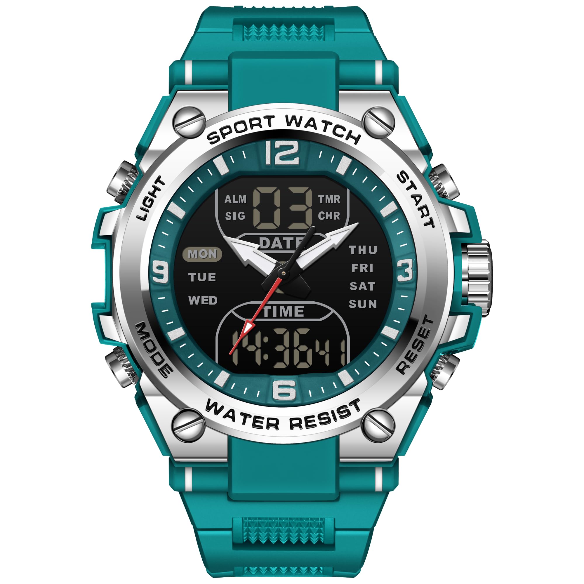 Armbanduhr Herren Digitaluhr Sportuhr Herrenarmbanduhren wasserdichte Militär Uhren mit LED-Leuchtdisplay Analogen Zeigern und Digitalen Zahlen