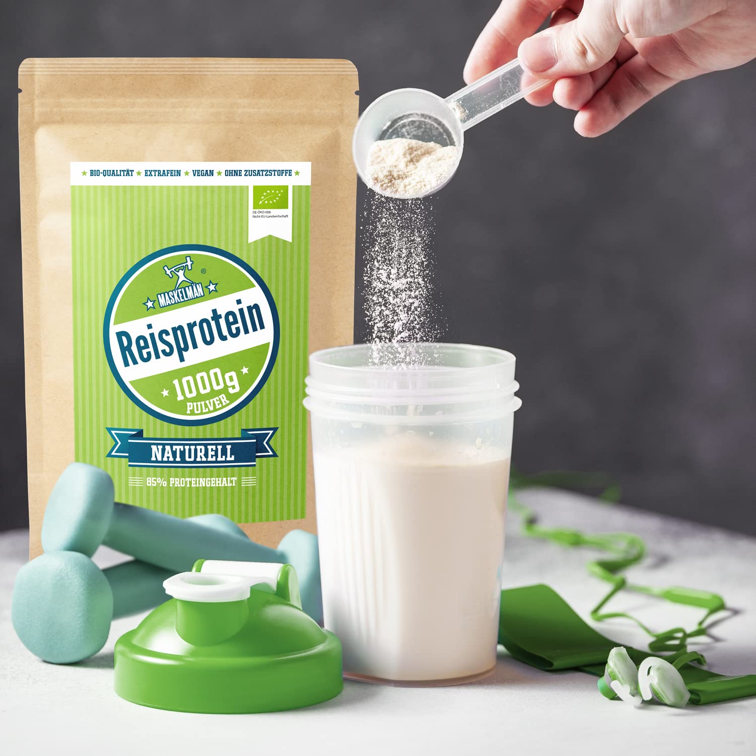 Reisprotein vegan von Maskelmän - 3 KG - 80% Eiweiss - Extrafeines Bio Reisprotein aus der Reiskleie - Ideale vegane Eiweissquelle