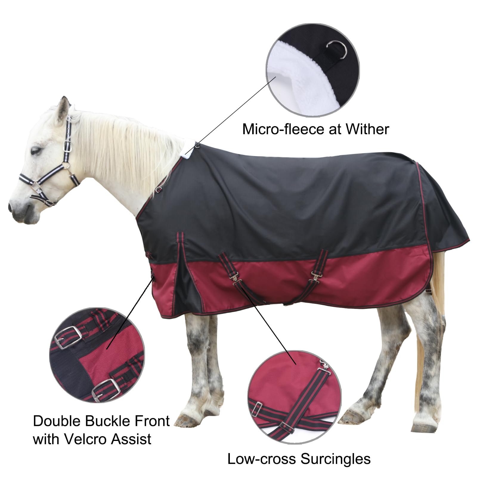 Leberna 1200D Waterproof Turnout Rug for Horses, Lightweight Ripstop Breathable Turnout Horse Rugs with Standard Neck - Image 2