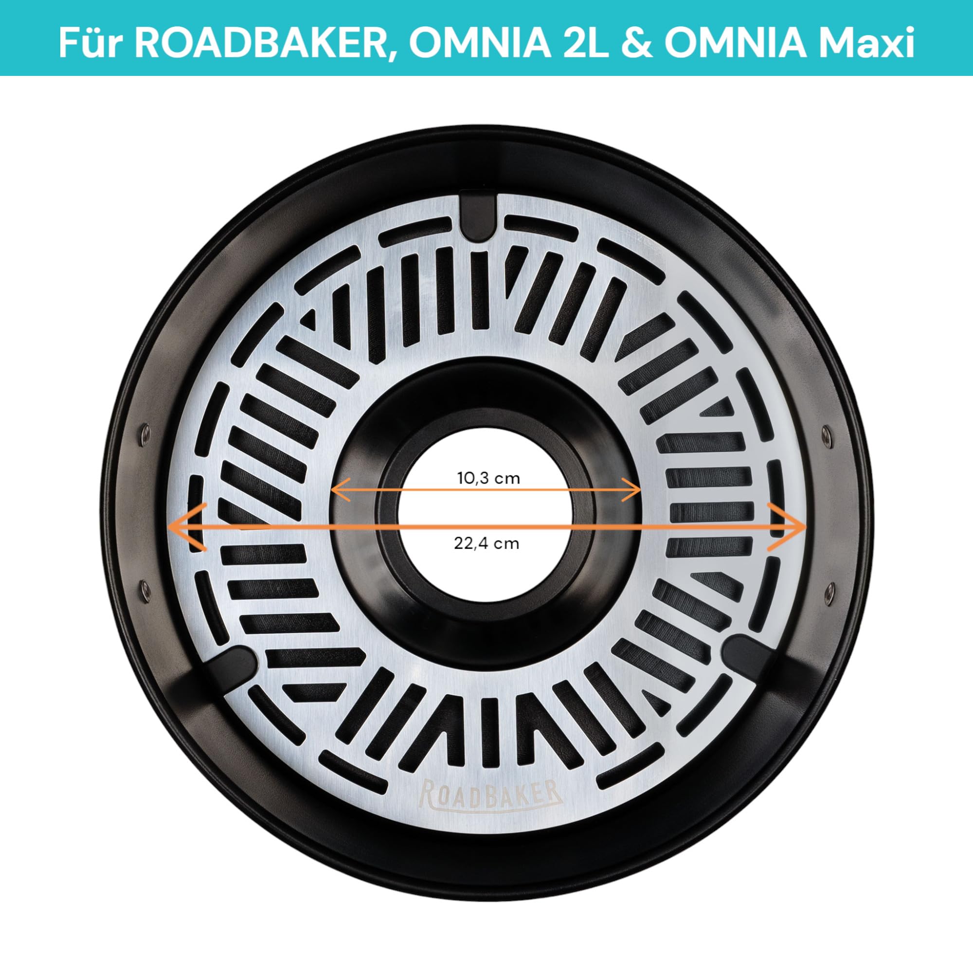 RoadRack Base – kratka do pieczenia na dole, z silikonową osłoną krawędzi do piekarnika RoadBaker i piekarnika OMNIA classic/maxi, kratka do pieczenia ze stali nierdzewnej, kratka do