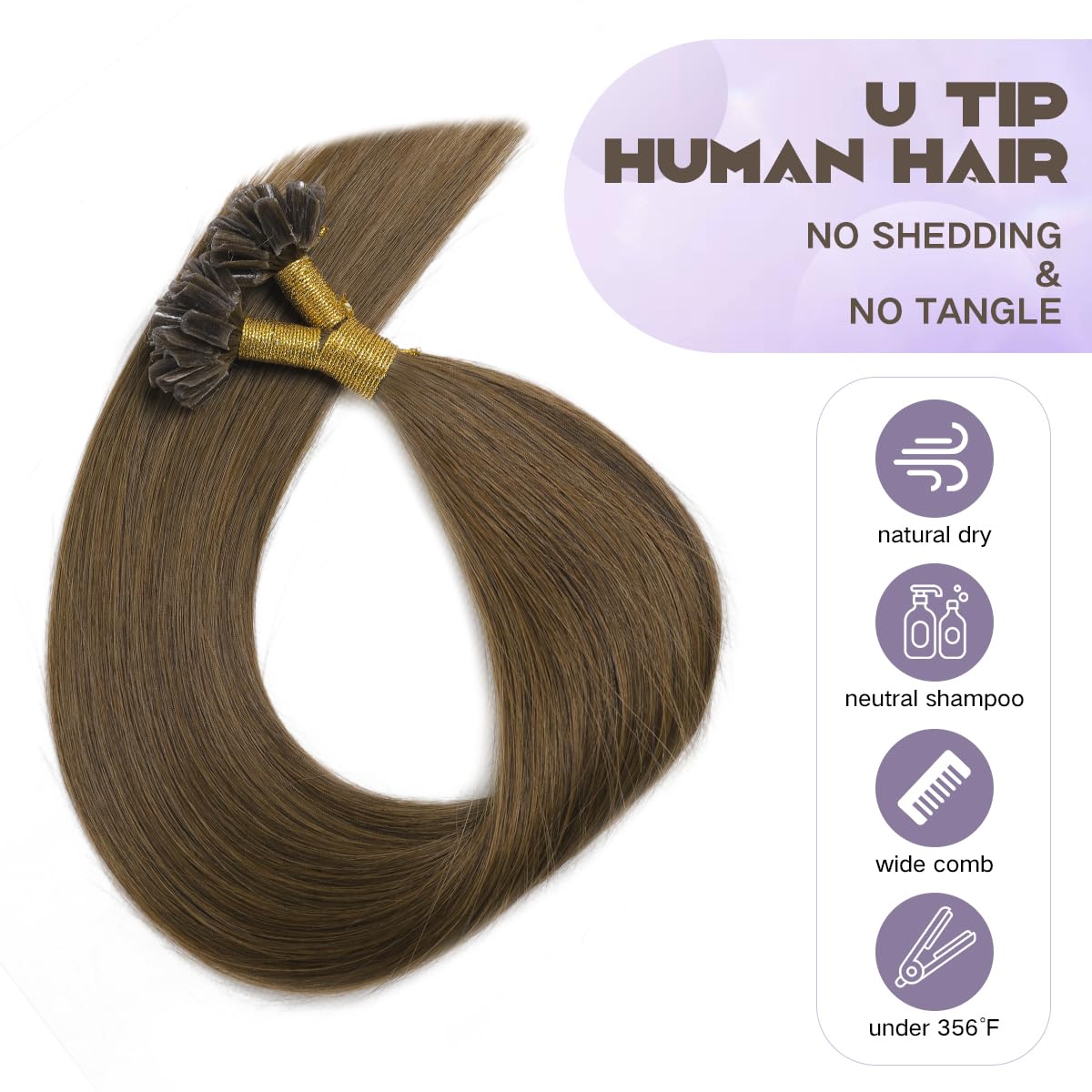 Sindra Extension Capelli Veri Cheratina U Tip Human Hair Castano Cioccolato 35cm 50Ciocche 40g Extension Cheratina Capelli Veri Umani U#4-35cm