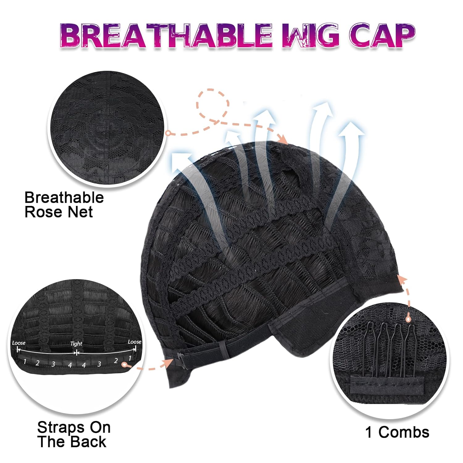 Mens Curly Wig + Glasses + Gold Chain + Peace Sign Necklace +Mustache + Wig Cap Long Curly Black Wigs for 70s Disco Party Cosplay Costume Halloween Use(6pcs Set) - Image 6