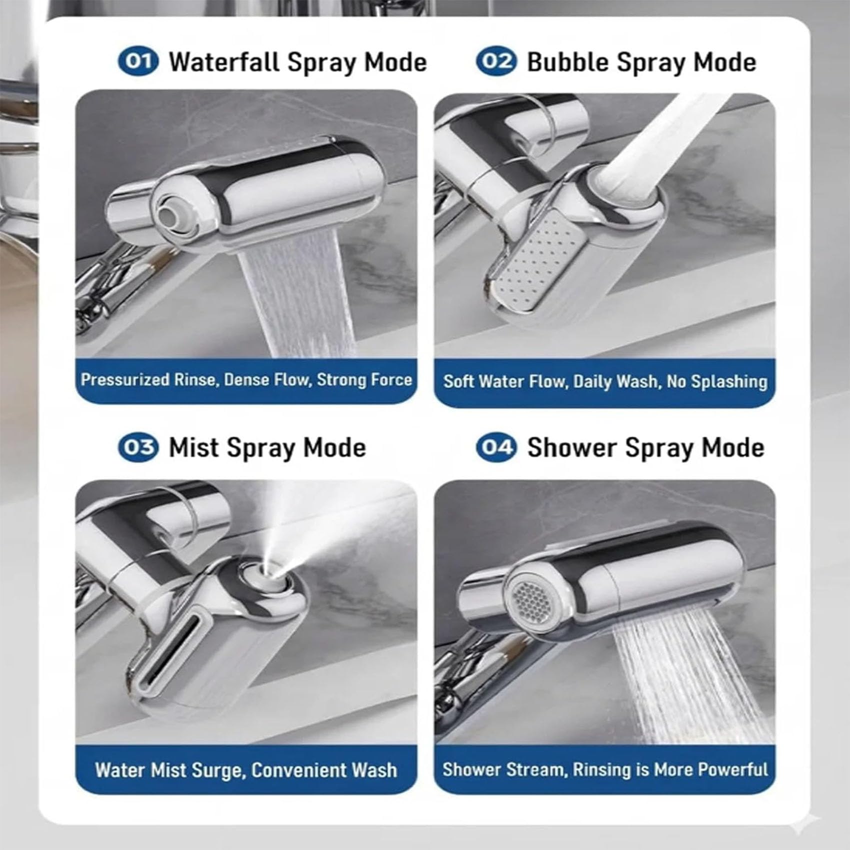 1080°Rotating Faucet Extender with Upward Facial Mist, 4 Water Modes & Built-In Filter, Universal Sink Aerator for Bathroom and Kitchen