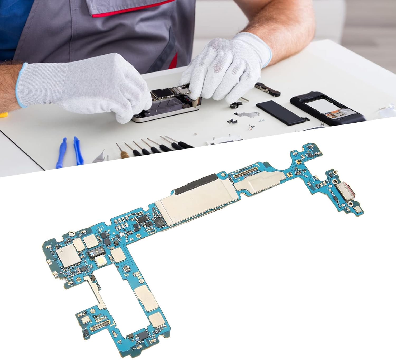 Scheda Madre per Sostituzione Smartphone Samsung Galaxy S10+ da 128 GB, Piastra Scheda Logica Scheda Madre Cellulare Sbloccata, Materiale PCB Facile da Installare (Versione USA)