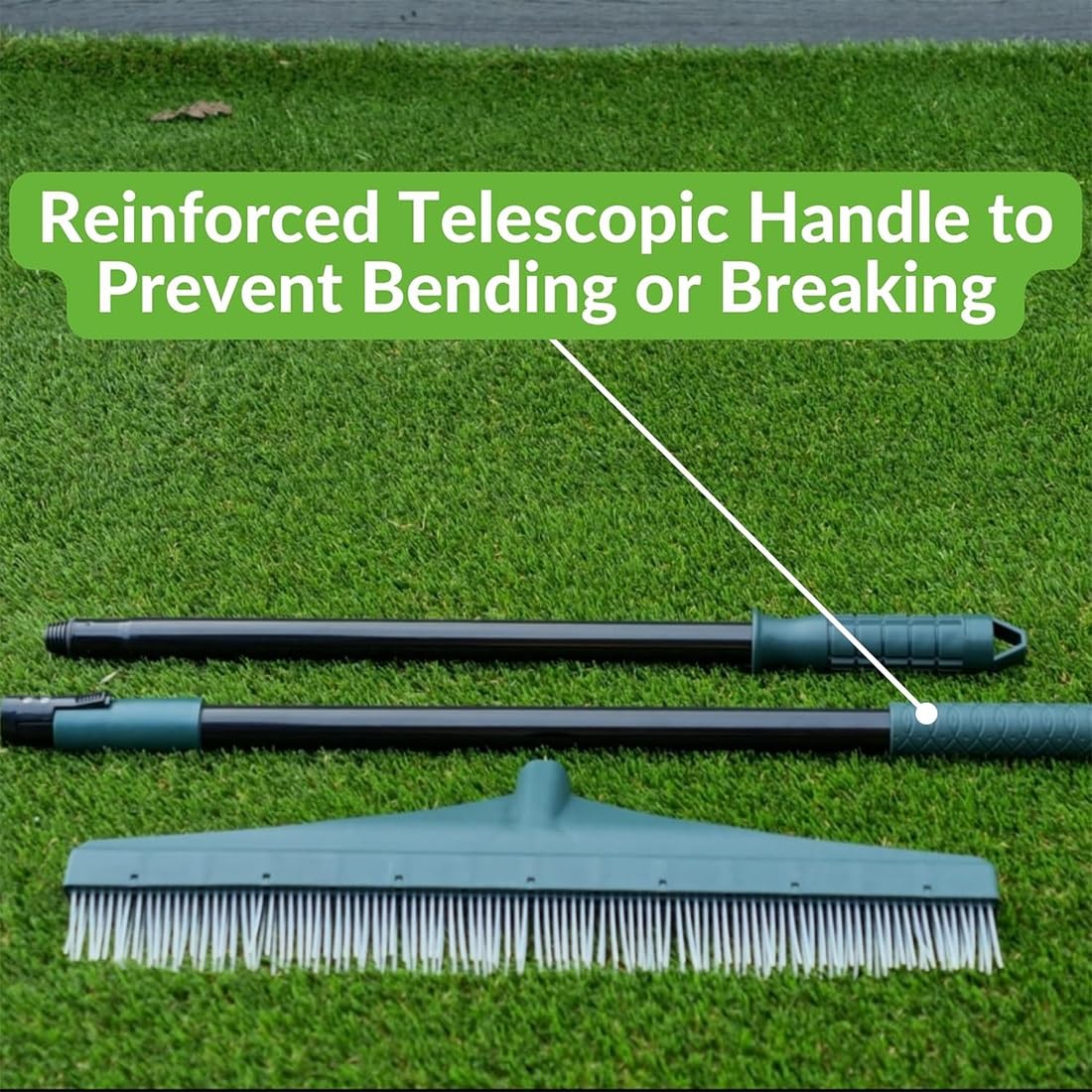 Rastrillo Multiusos for césped y alfombras, rastrillo de césped Artificial Ajustable 2 en 1 con Mango ergonómico, Cepillo de jardín Artificial for Eliminar escombros, Hojas y Pelo de Mascotas(1PC)