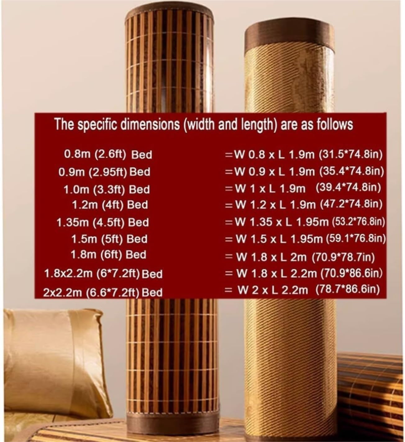 Materassino per Estivo, Tappetino Per Dormire Estivo Tappetino Per Materasso Rinfrescante In Bambù Tappetino Pieghevole A Doppia Faccia Biancheria da Letto(1.8 * 2/70 * 78.74in)