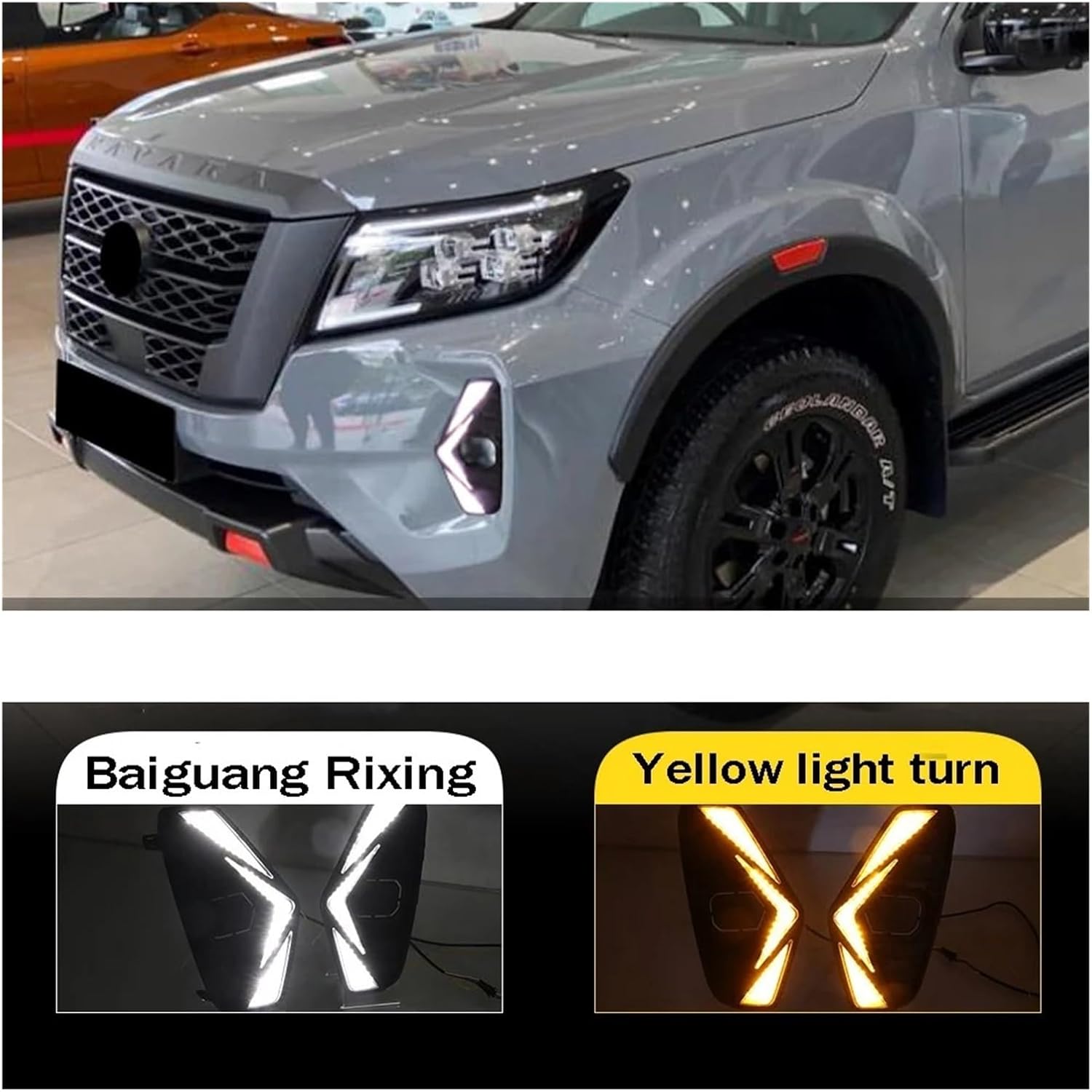 1 Pair Car LED DRL Fog Light Daytime Running Light with Turn Signal Corner Light Compatible with Nissan NAVARA NP300 2020 2021