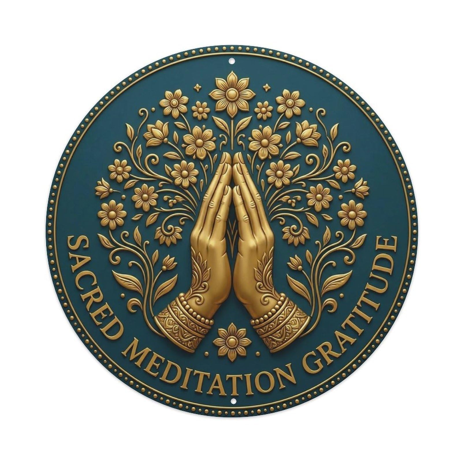 Vintage Sacred Meditation Gratitude Flower Zen Yoga Vintage Metal Tin Sign Plaque Wall Decor for Cafe, Club Bar, Office, Garden Metal Poster 8x8Inch