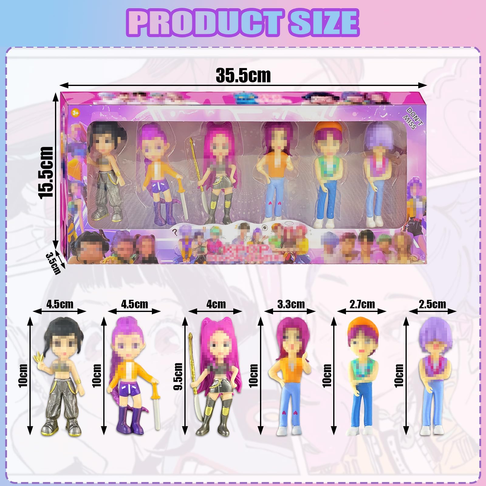 6 Pezzi Huntrs Figurine, PVC Mini Cartoon Anime Figure, Decorazioni Carine per Ufficio e Casa, Regalo per Adulti e Fan (A)