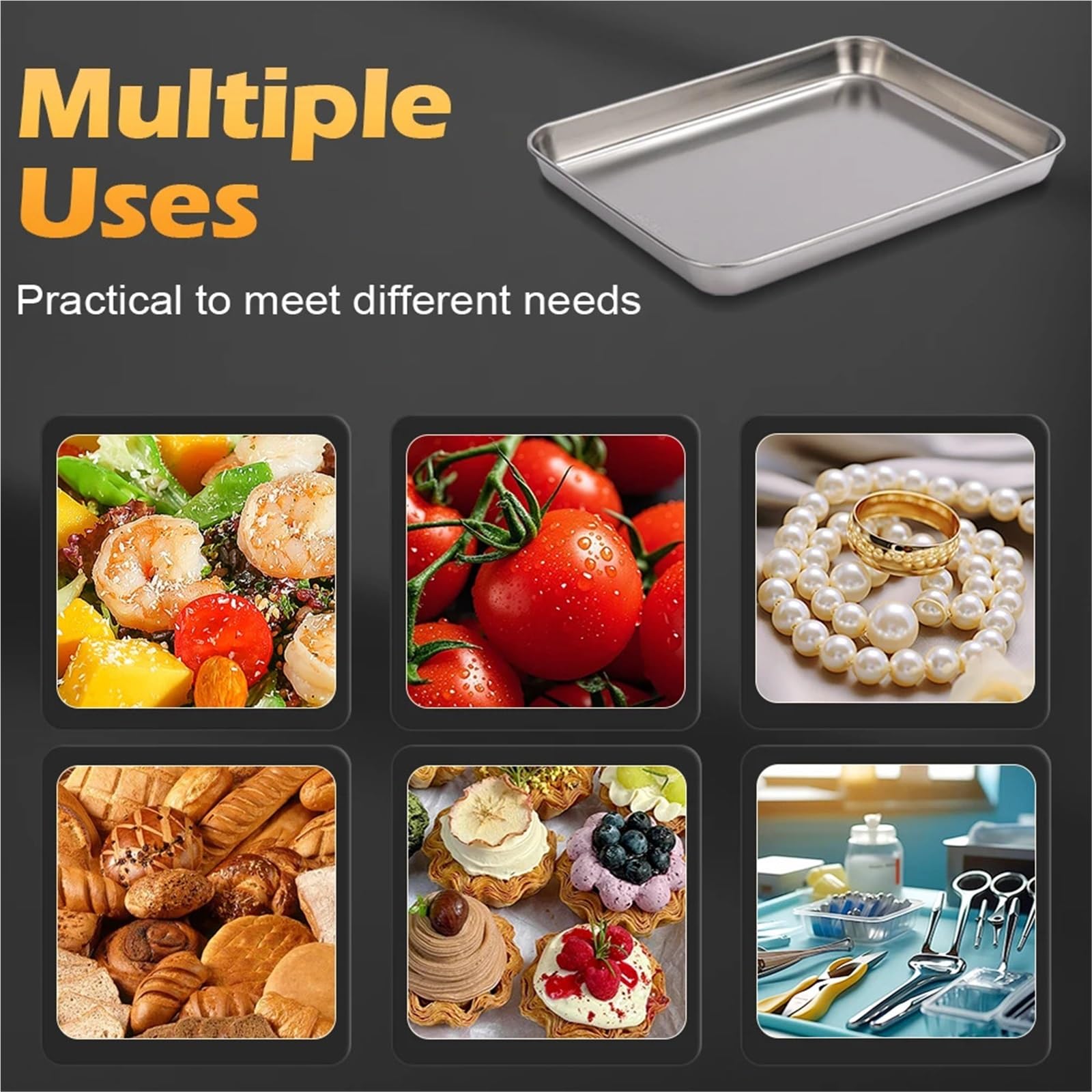 Bandeja Inox Placa rectangular de 4 piezas
