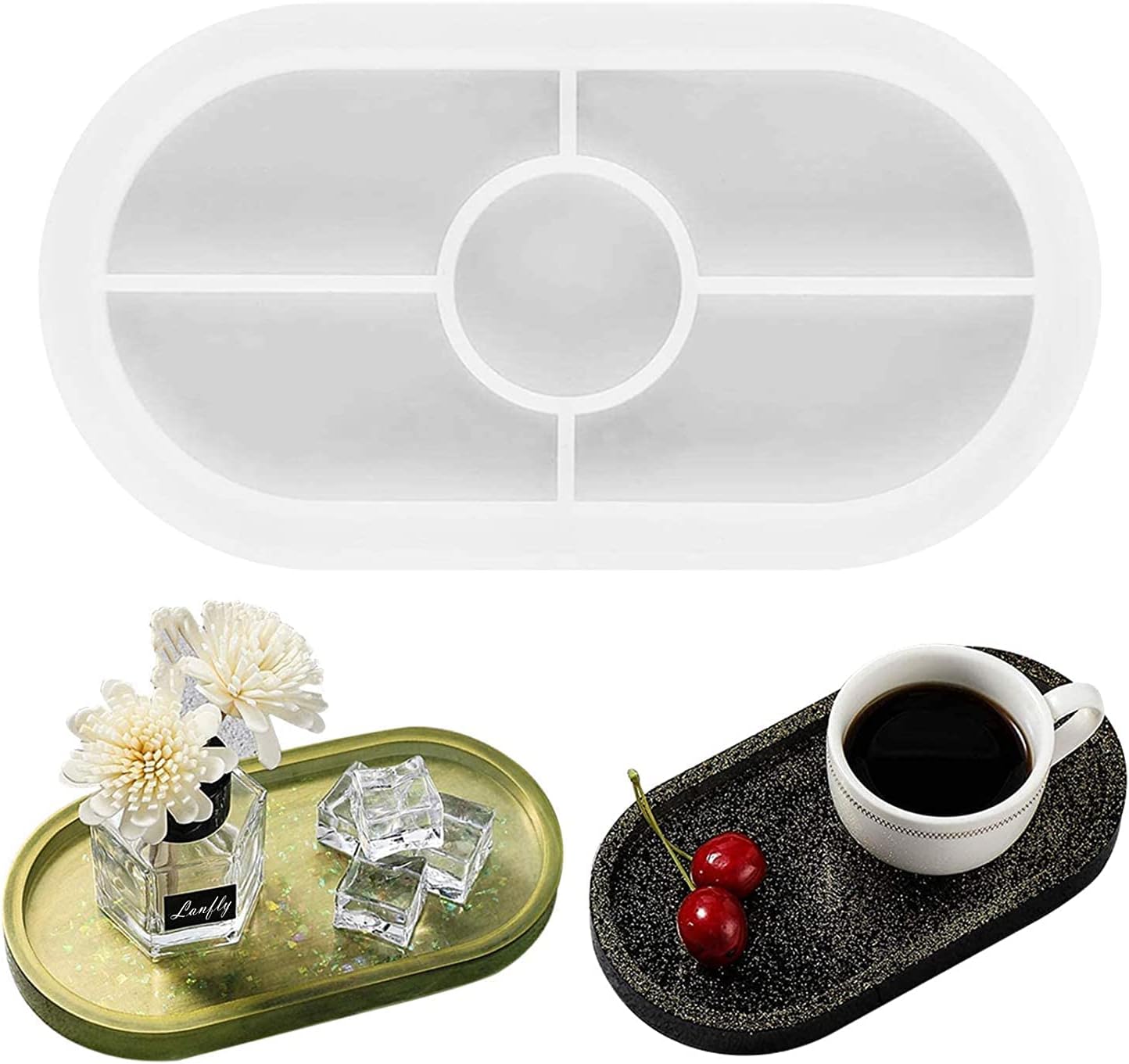 53 Arts Resin Silicone Tray Mold for DIY Handmade Plate (Oval Capsule Tray Mould, 20.5 X 10.3 cm) - White