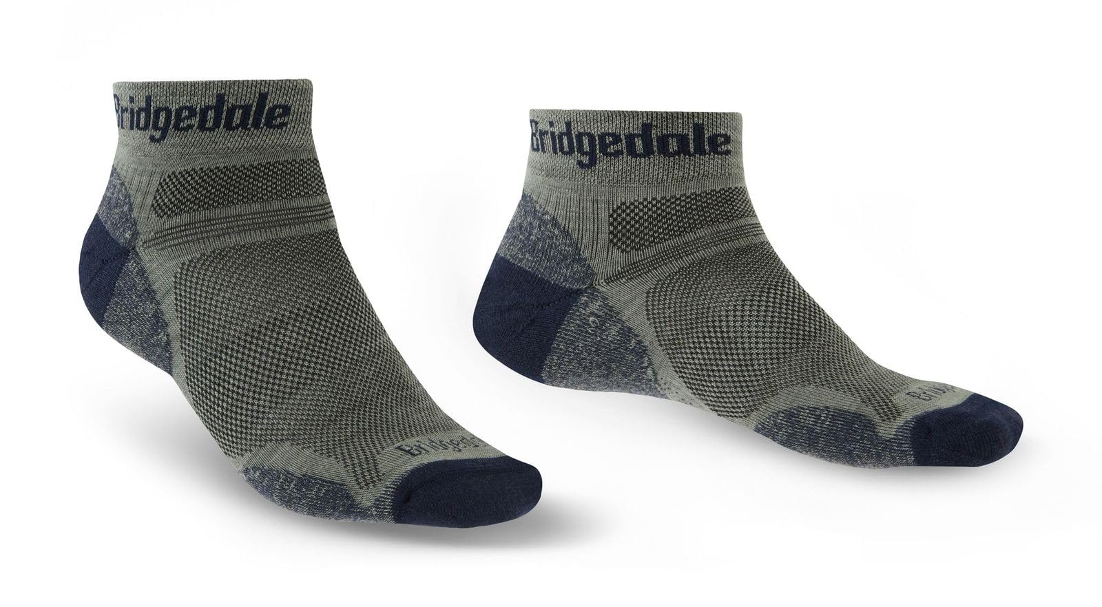 Bridgedale Men's Khaki/Navy Socks -Hike Ultralight T2 Merino Performance Ankle - Large