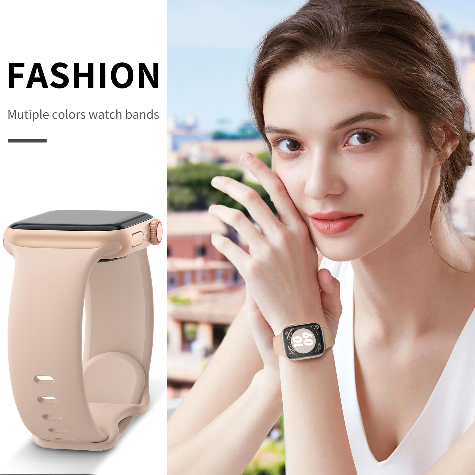 AMSKY 6 Pezzi Cinturini Compatibile con Cinturino Apple Watch 40mm 44mm 46mm 45mm 42mm 41mm 38mm 49mm Donna Uomo, Sportivi Silicone Compatibile con Apple Watch Se Ultra Series 10 9 8 7 6 5 4 3 2 1