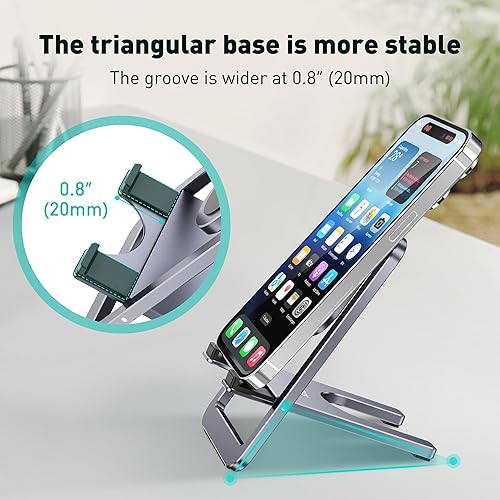 Miniatura 3 de Soporte de teléfono portátil para escritorio, soporte ajustable de aluminio para teléfono celular, base plegable para teléfono celular compatible