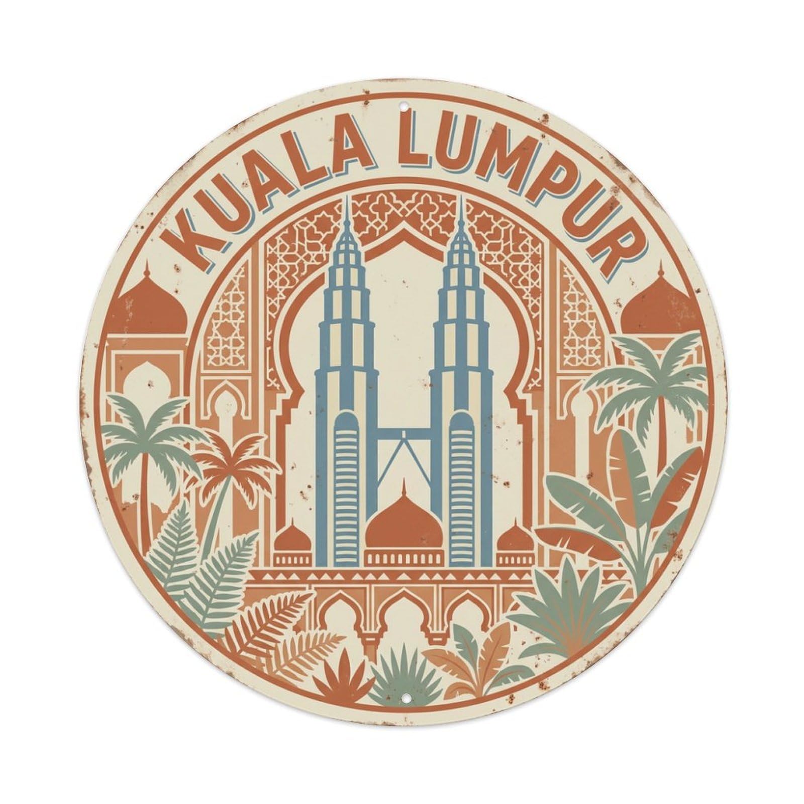 Vintage Travel Malaysia Kuala Lumpur Metal Tin Sign