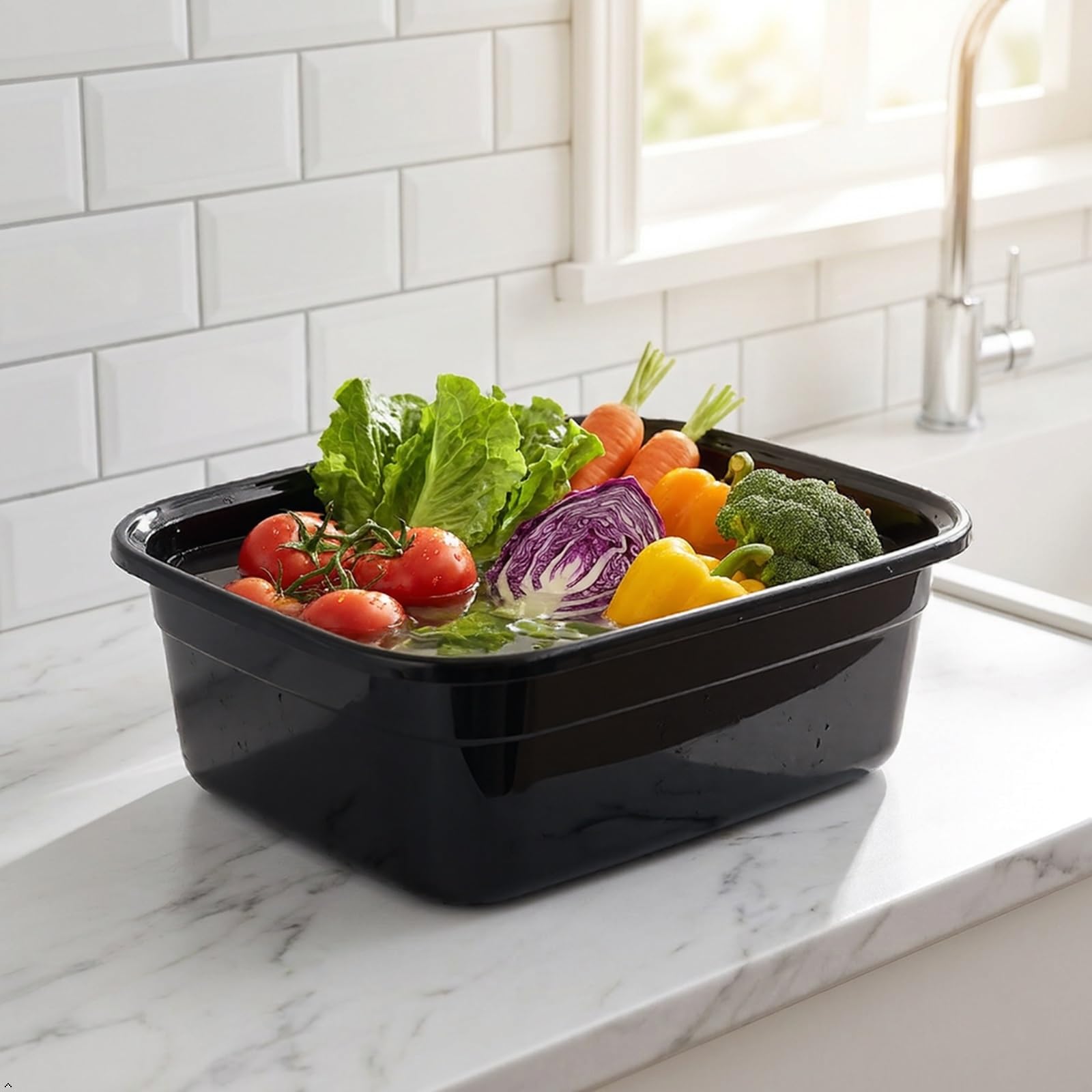 Kekow Sartén de plástico de 14 cuartos de galón, lavabo negro, negro