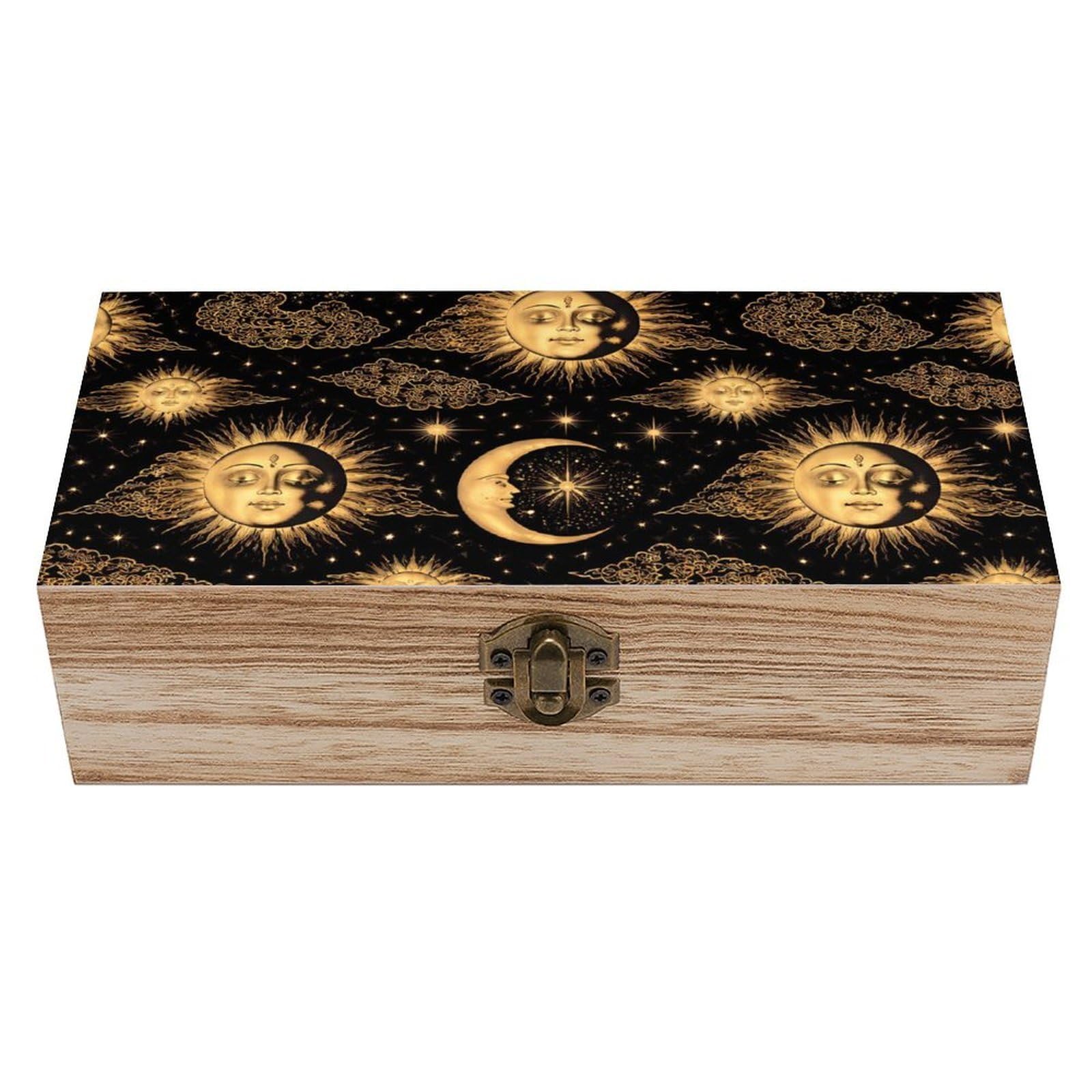 HLBSDM American Flag Stars Inspired Patriotic Design Wooden Storage Box