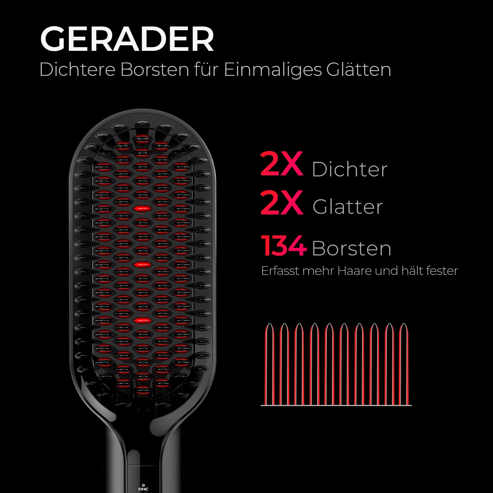 TYMO Ionen Haarglätterbürste - TYMO IONIC Plus Haarglättungsbürste, Professionelles Glättbürste,16 Temperaturen, 80-230℃, LCD-Display, Dual-Voltage, Anti-Verbrühungs, Glätteisen