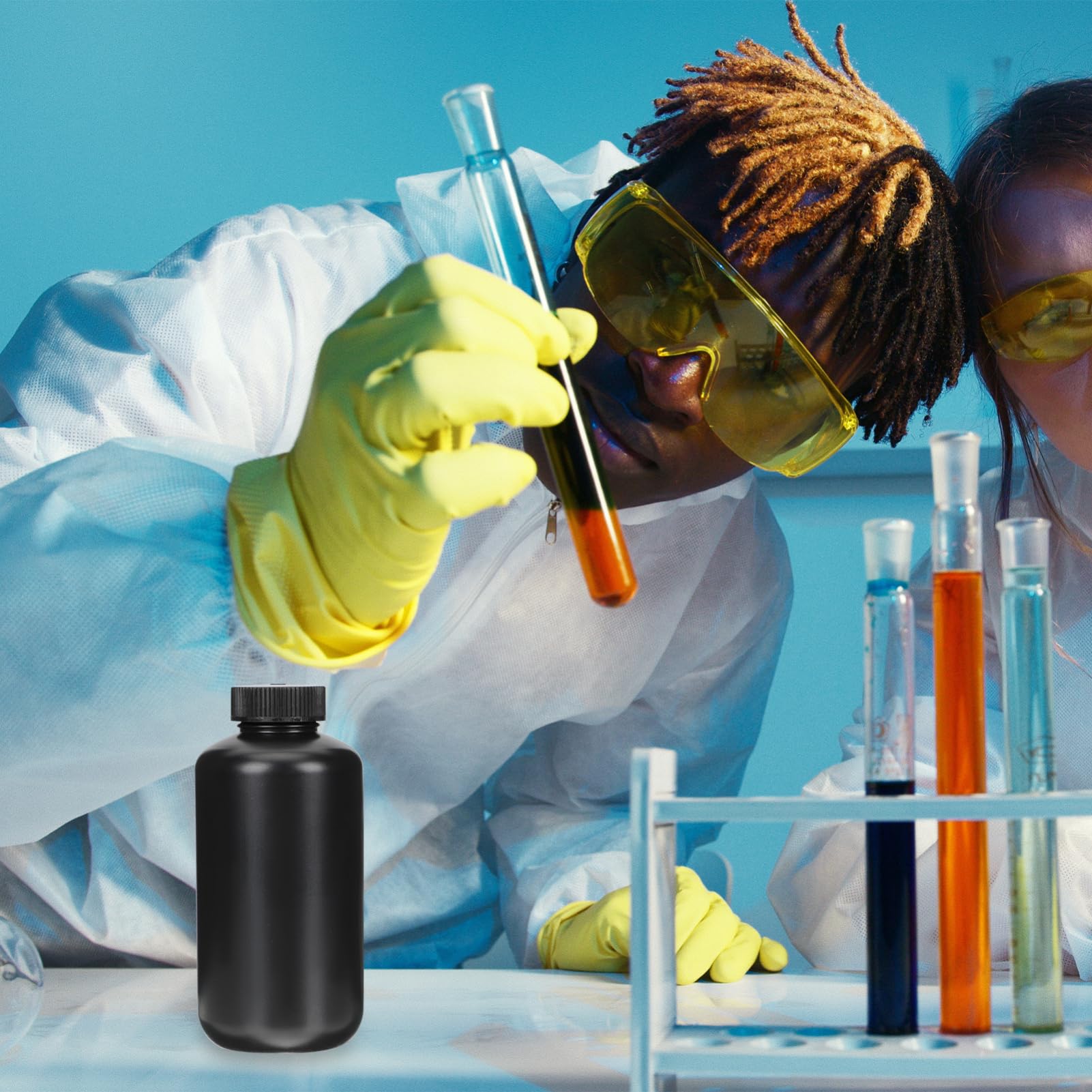 Mobestech 4 Piezas Frasco De Sombra De Boca Estrecha Contenedor De Reactivos De Laboratorio Botellas De Muestra De Agua Botellas De Almacenamiento De Boca Ancha Con Cubierta Botella Redonda