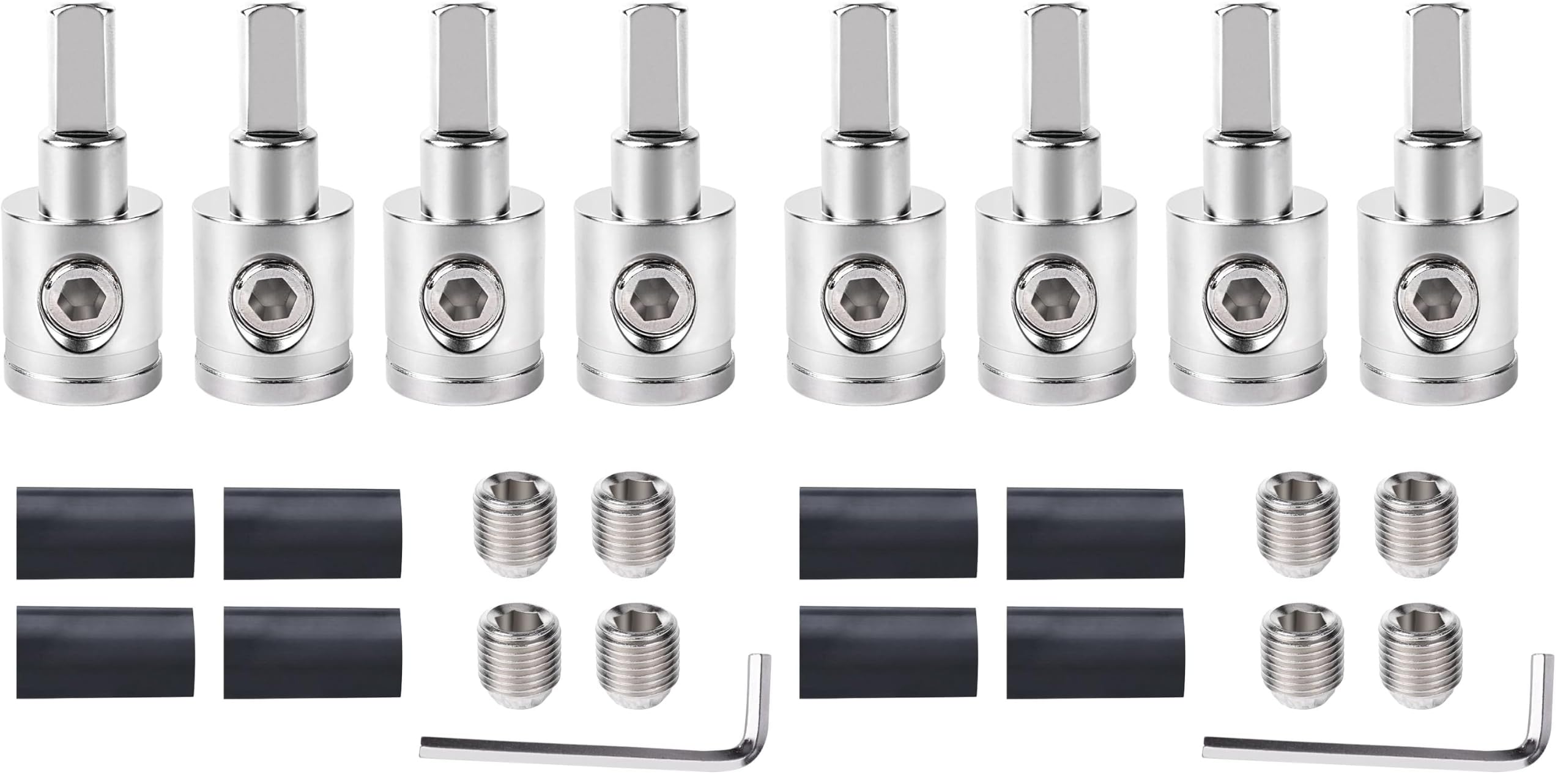 4PCS Heavy-Duty Car Stereo Audio Wire Reducer - 0 Gauge to 4 Gauge for Amp Input, AWG Pin Power &amp; Ground Connection (Pack of 2)