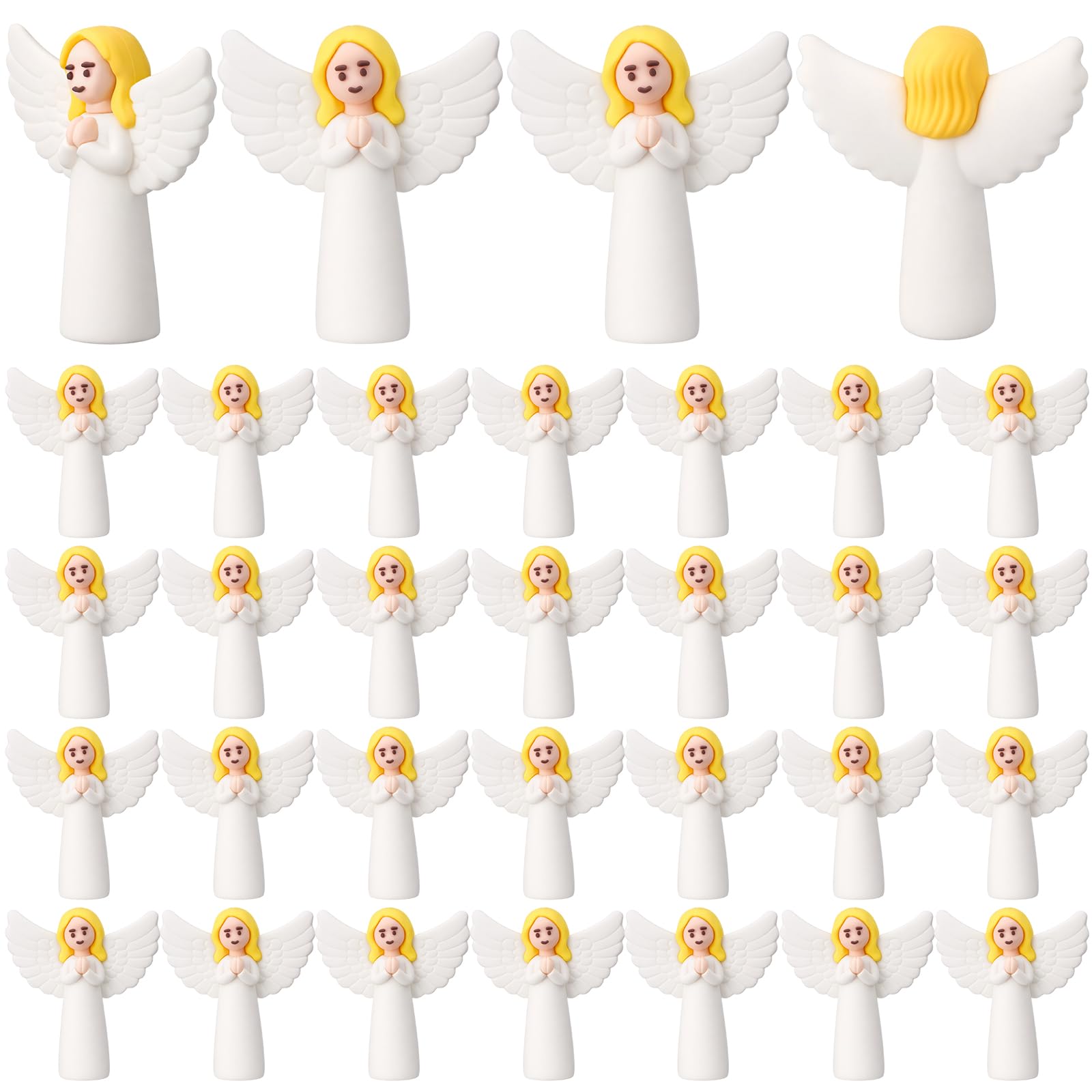 Amyhill 50 Pcs Mini Guardian Angel Figurines for Home Decor Plastic Angel Statues Catholic Religious Gifts for Religious Decor Nativity Scene Accents Church Event Favors