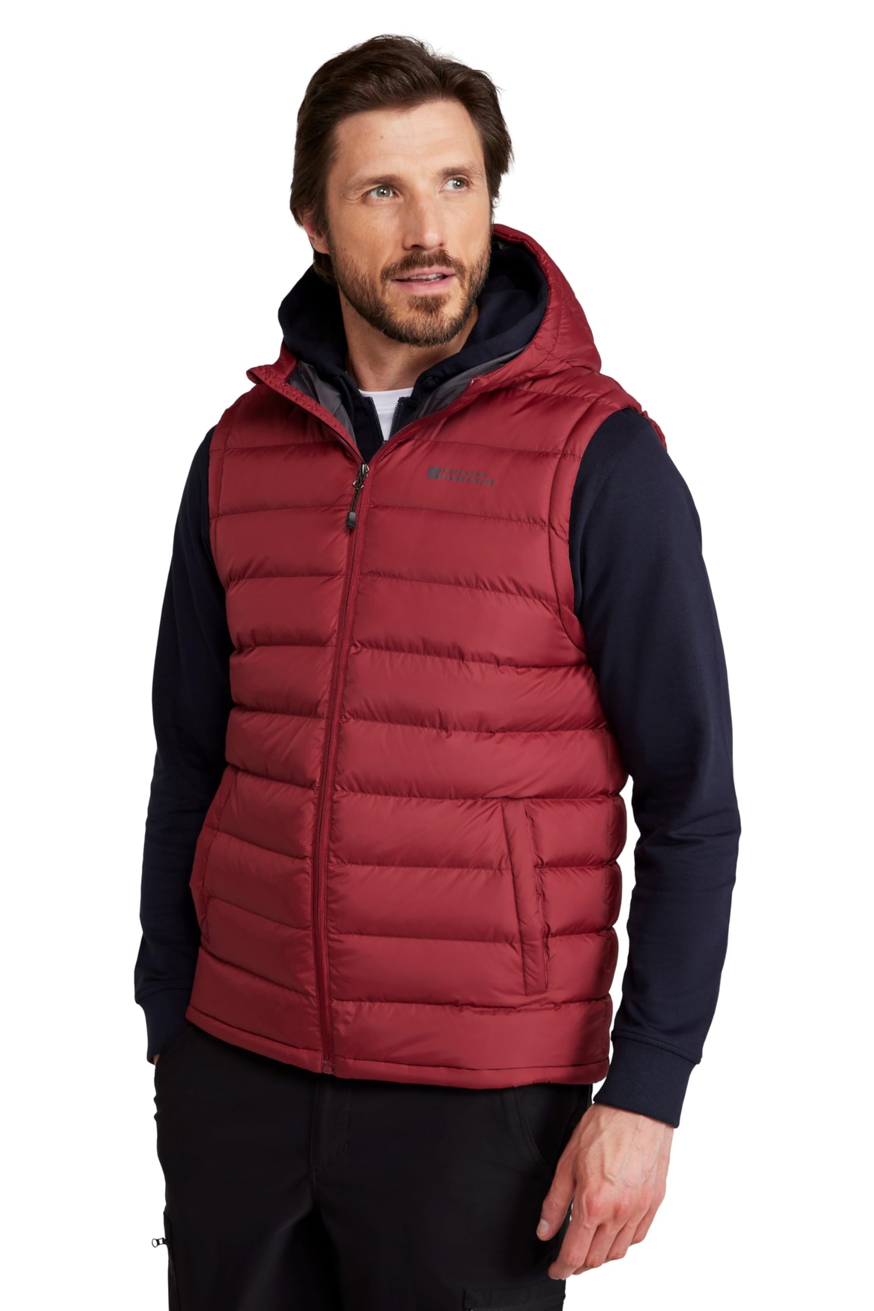 Mountain Warehouse Seasons Mens Hooded Padded Gilet - Water-resistant Isotherm Sleeveless Jacket with Side Pockets - Spring Summer, Outdoors, Travelling & Camping Red XS