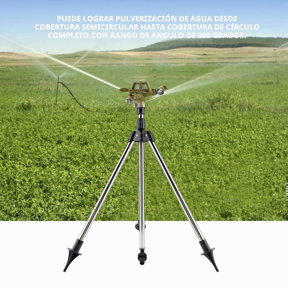 Aspersores De Riego Agricola,Aspersor Riego,Aspersores De Riego Cesped Rociador De Tripode De AleacióN De Zinc con TríPode De Acero Inoxidable Pico De Cobertura Grande Cobertura AutomáTica 360 ° Girat