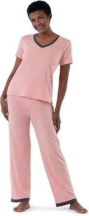 Fruit of the Loom Women's Short Sleeve Tee and Pant 2 Piece Sleep Pajama Set
