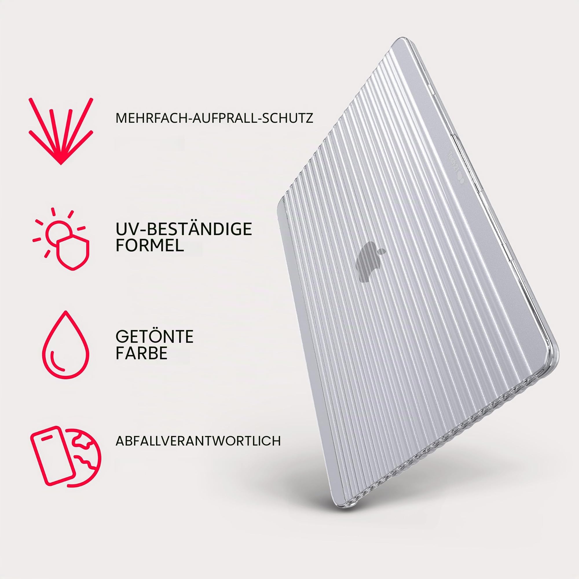 Tech21 EvoWave Schutzhülle für MacBook Air 13 Zoll (2022–2024), transparent: Laptop Cover, Schutz für MacBook Air