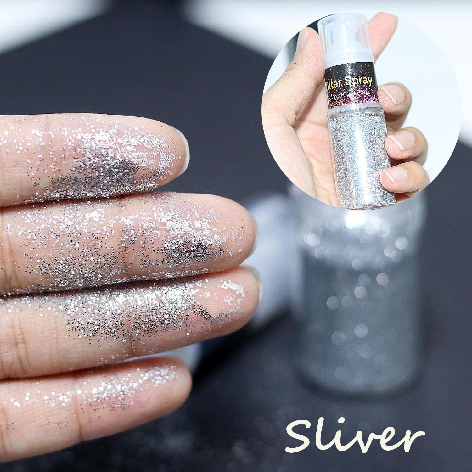 HTRUIYATY Glitter Spray per Corpo,Spray Glitter Brillantini per Capelli Polvere Ultrafine Glitter Make up per Tessuti Cosplay Festival