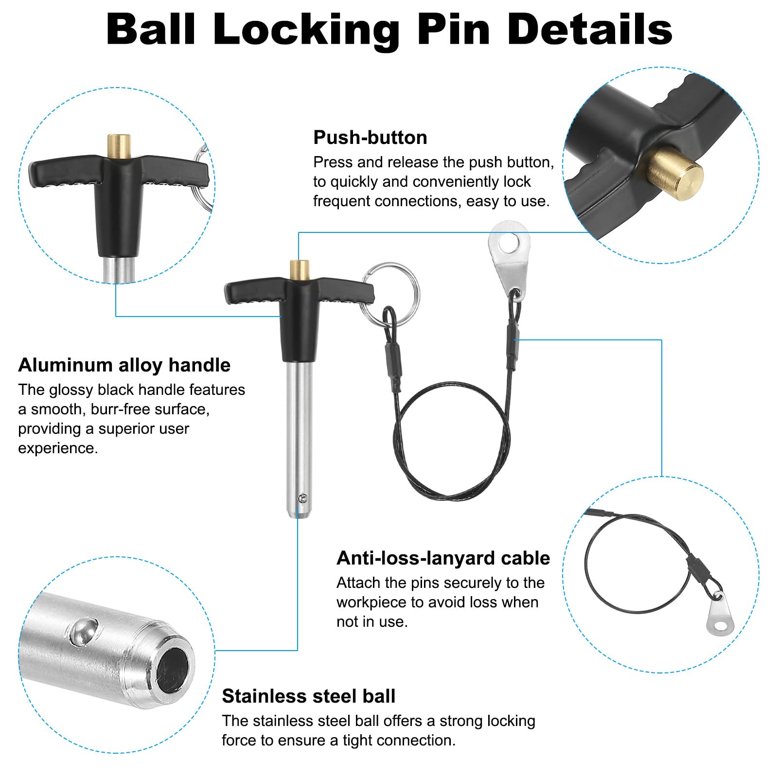 PATIKIL T Handle Lock Pins 5/16 x 1.57" (8 x 40mm) - Image 3