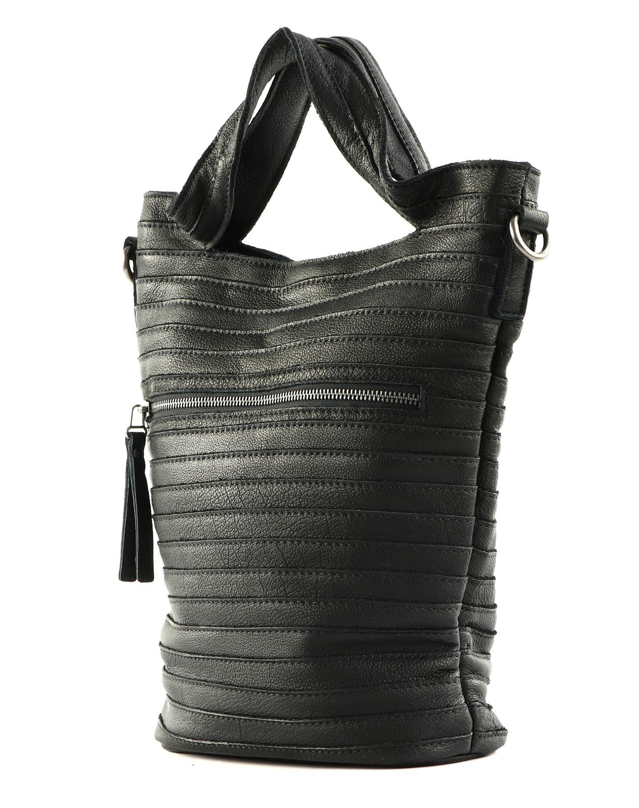 FREDsBRUDER Leder Umhängetasche Ibbick Bucket Shopper Black schwarz