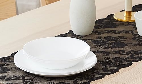 Miniatura 9 de WARM HOME DESIGNS Camino de Pascua. Camino de mesa dorado de longitud corta de 14 x 96 pulgadas. Bufanda de mesa de encaje con diseño de rosas y 2