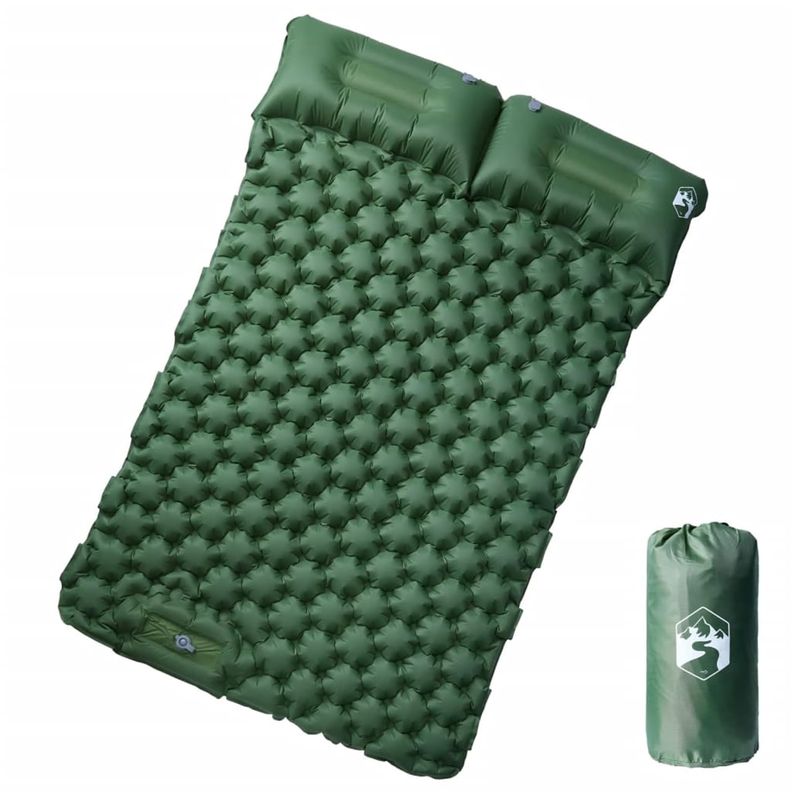 Selbstaufblasende Isomatte Doppel, 40D-Nylon mit TPU-Beschichtung, Grün, 195x130x8,5 cm, für Camping und Outdoor 4007102