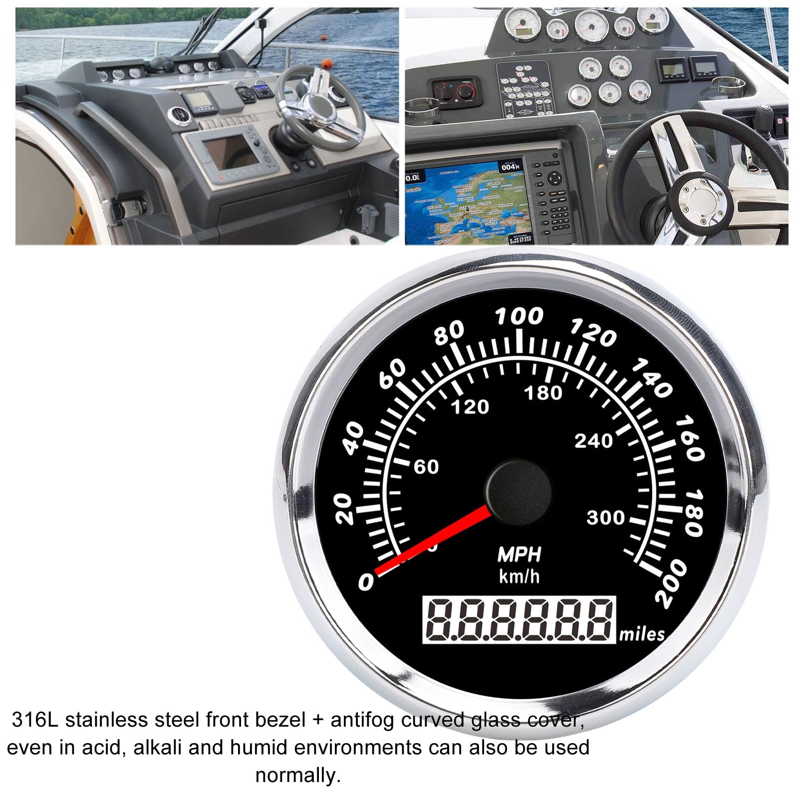 Jiawu Odómetro Digital con Velocímetro GPS de 85 Mm, Medidor de Velocidad con Retroiluminación de 7 Colores a Prueba de Agua de 200 mph para Automóvil, Camión, Barco, Yate, Motocicleta
