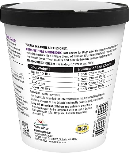 Miniatura 8 de Nutri-Vet Pre y probióticos para perros, apoyo digestivo, malestar estomacal, probiótico para cachorros, vitaminas y suplementos para mascotas,