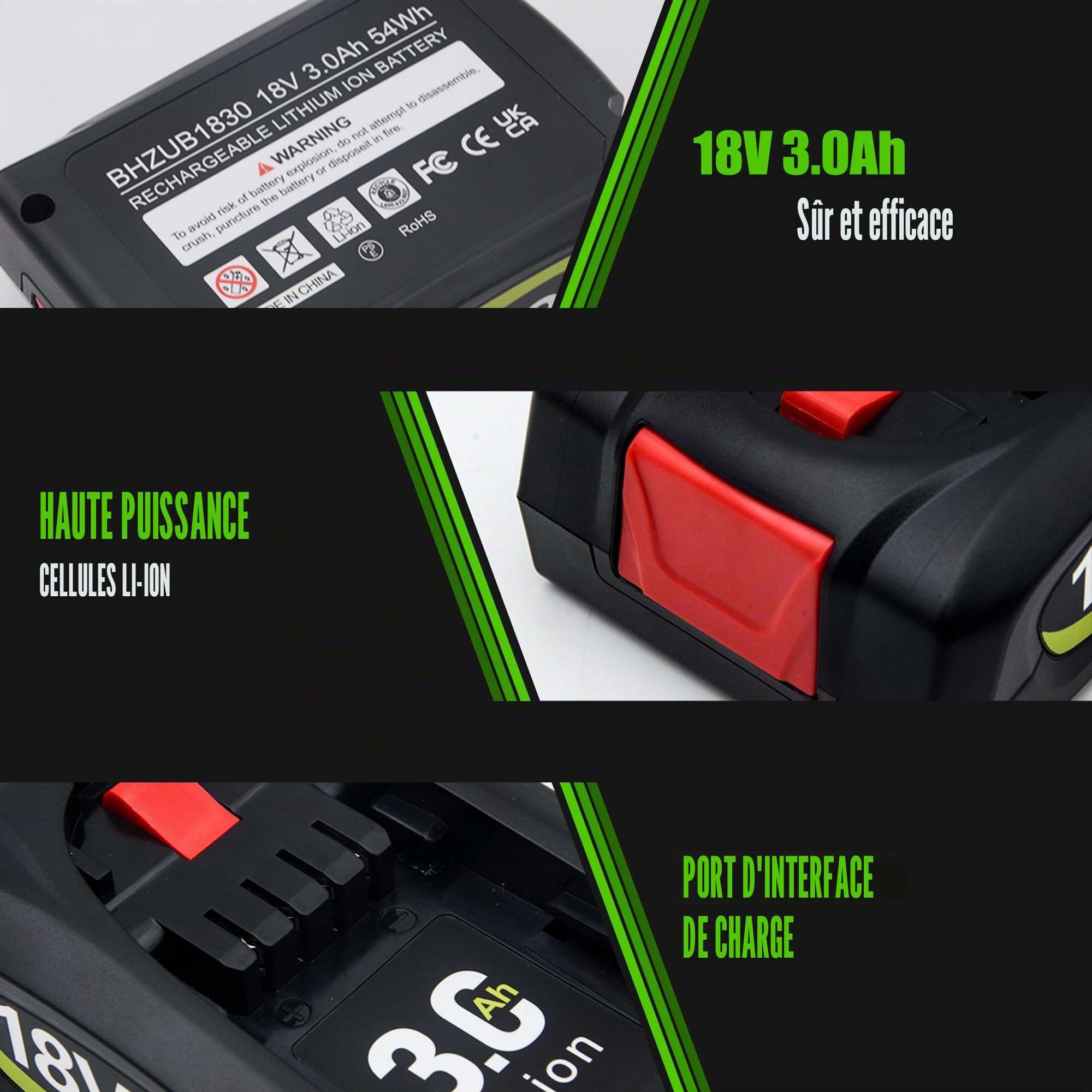 Batterie d'alimentation Compatible avec Bosch 18V 3.0AH-PBA(Non Compatible avec GBA)