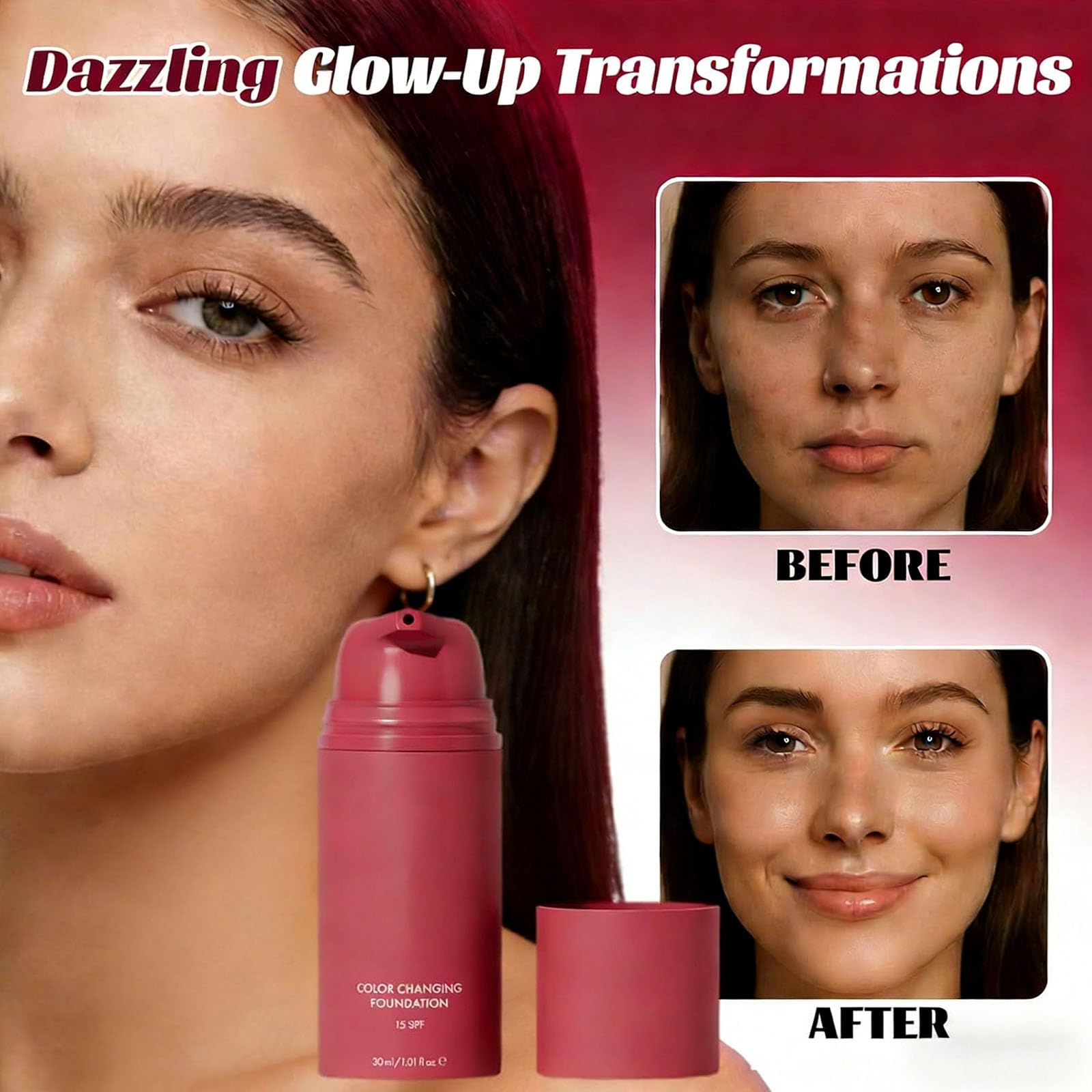 Korean style Color Changing Foundation, Full Coverage Long-Lasting Flawless Makeup for All Skin Types (1PCS) — view 5