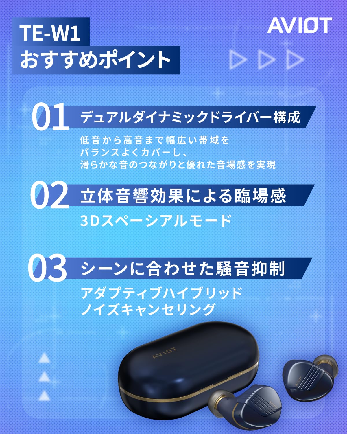 Amazon.co.jp: AVIOT TE-W1 Adaptive Hybrid Noise Cancelling