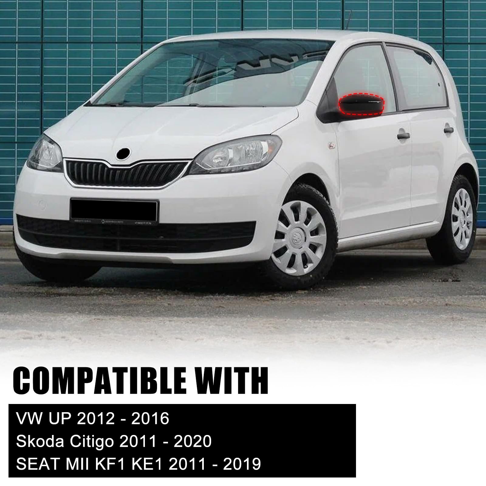 Cappuccio Dello Specchietto Retrovisore Sostituzione per VW UP/SEAT Mii//Skoda Citigo 2011-2024, Cappucci per Specchietti Retrovisori Cromati Copri Specchietto Retrovisore Automatico