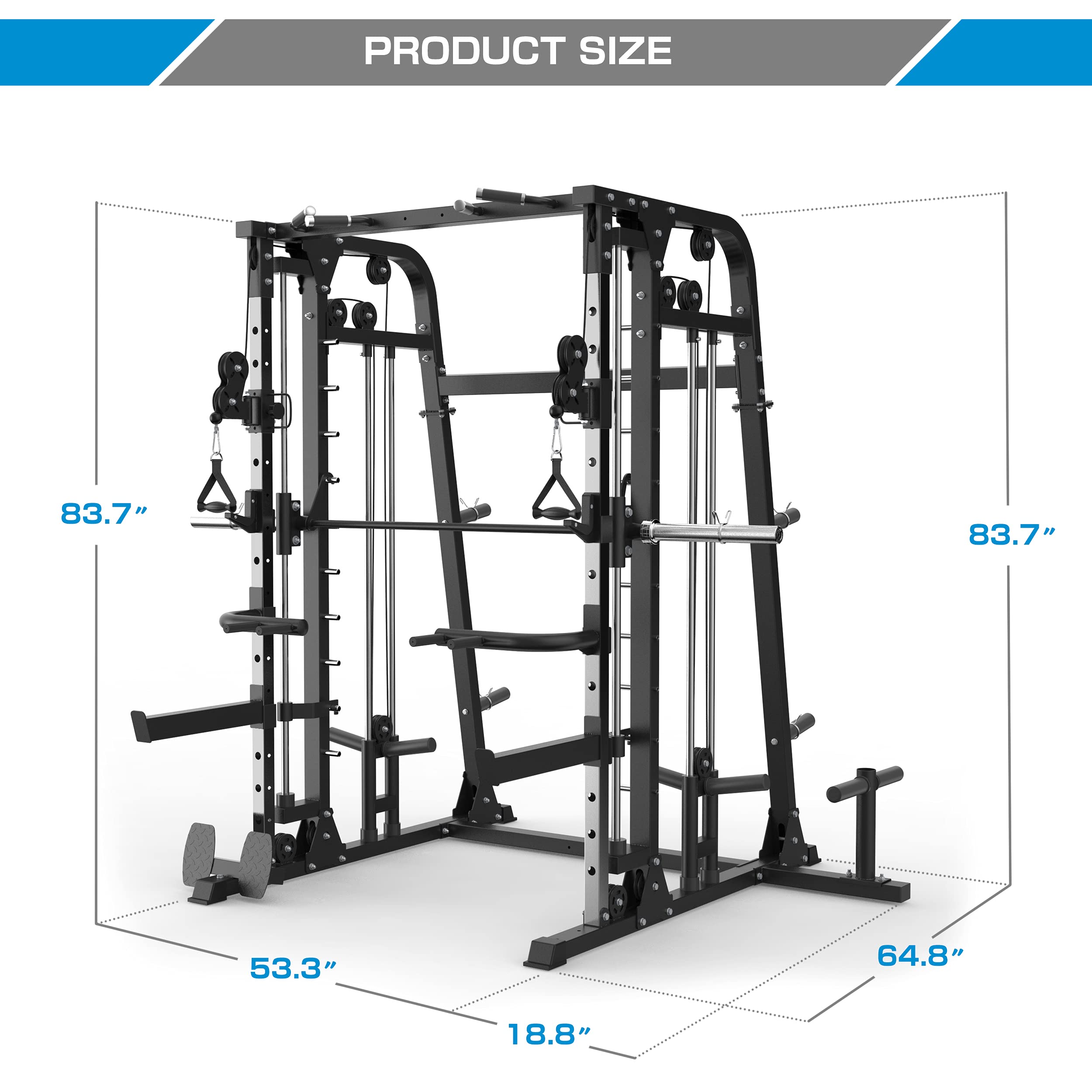 Buy MAJOR LUTIE Power Cage & Smith Machine with LAT PullDown Pulley System and Squat Rack for