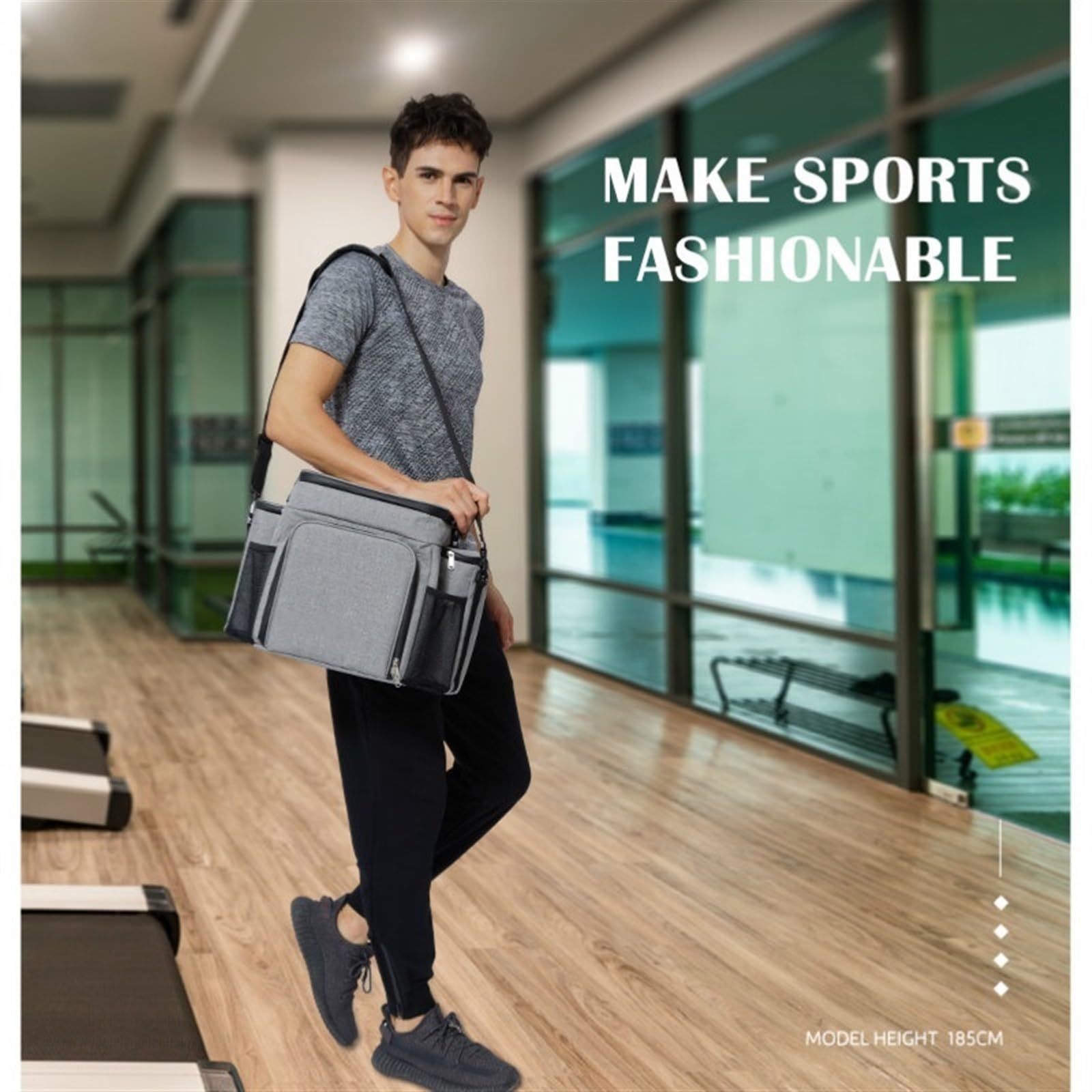 Bolsa Isotérmica Bolsa de Almuerzo Fitness Adulto Hombres/Mujeres Bolsa aislada Hombro portátil Hombro Picnic Bolsa de Fruta térmica for el Trabajo (Color : Gray)