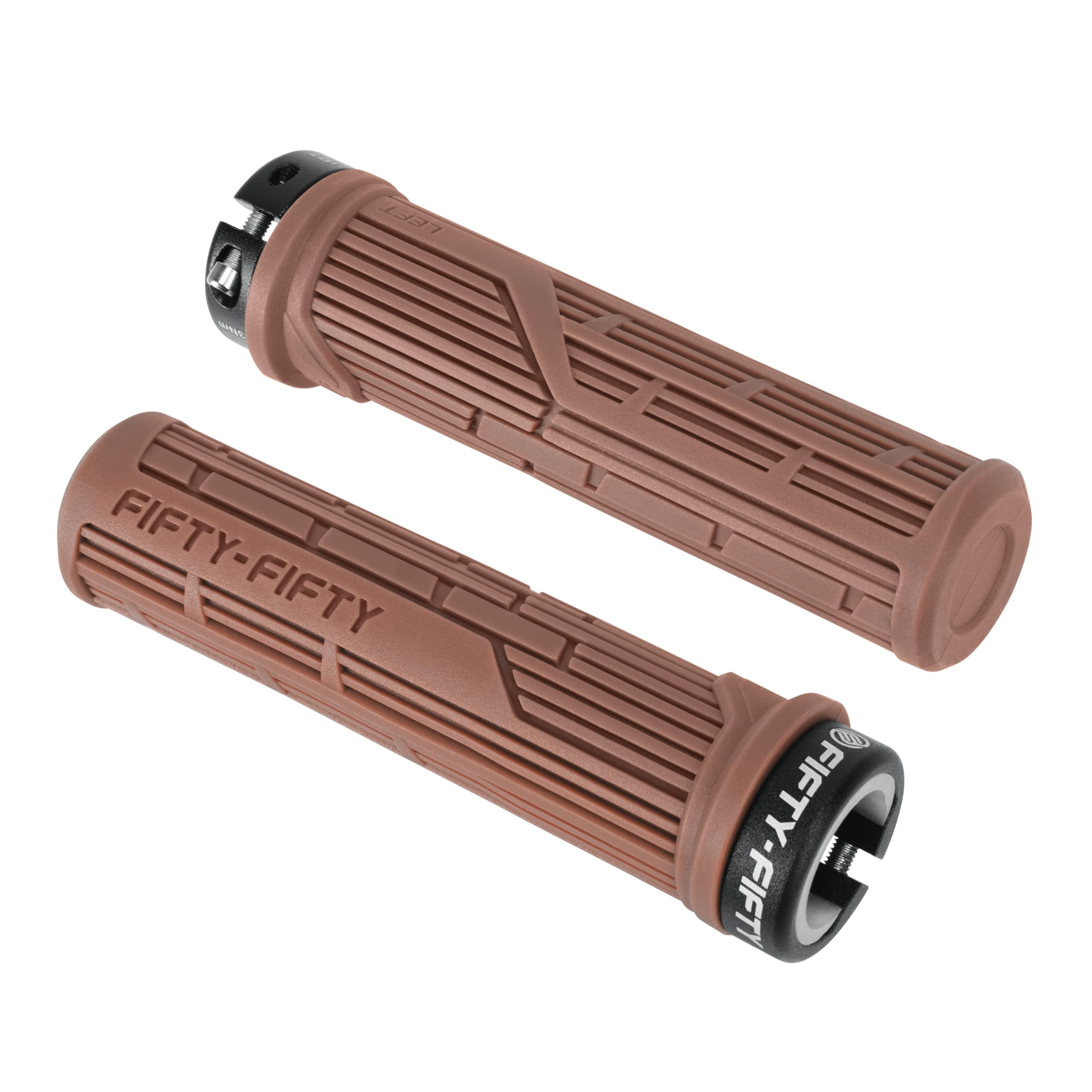 FIFTY-FIFTY Mountain Bike Grips, Single Lock-on MTB Handlerbar Grips, Soft and Comfortable, Non-Slip Locking Bicycle Handle for All Mountain, Enduro, Downhill (Brown) — image 1
