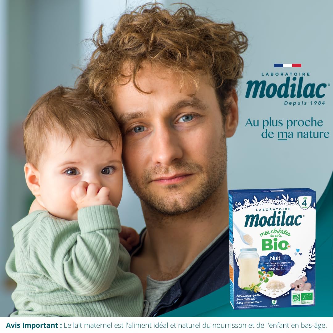 Laboratoire Modilac - Céréales Bio Nuit Calme Sans Sucres Ajoutés*** - Dès 4 mois - 250g - Lot de 7
